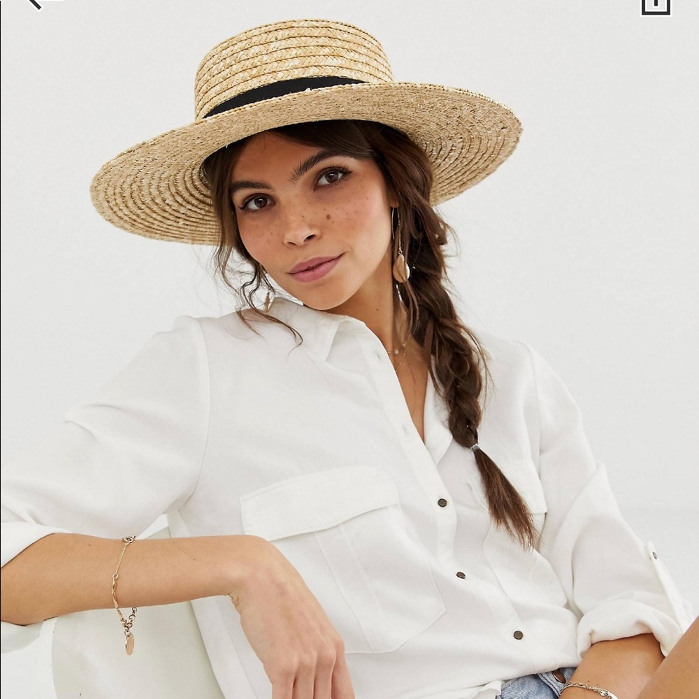 ASOS design natural straw easy boater with size adjuster